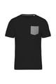 Heren T-shirt met borstzakje Kariban K375 BLACK-GREY HEATHER